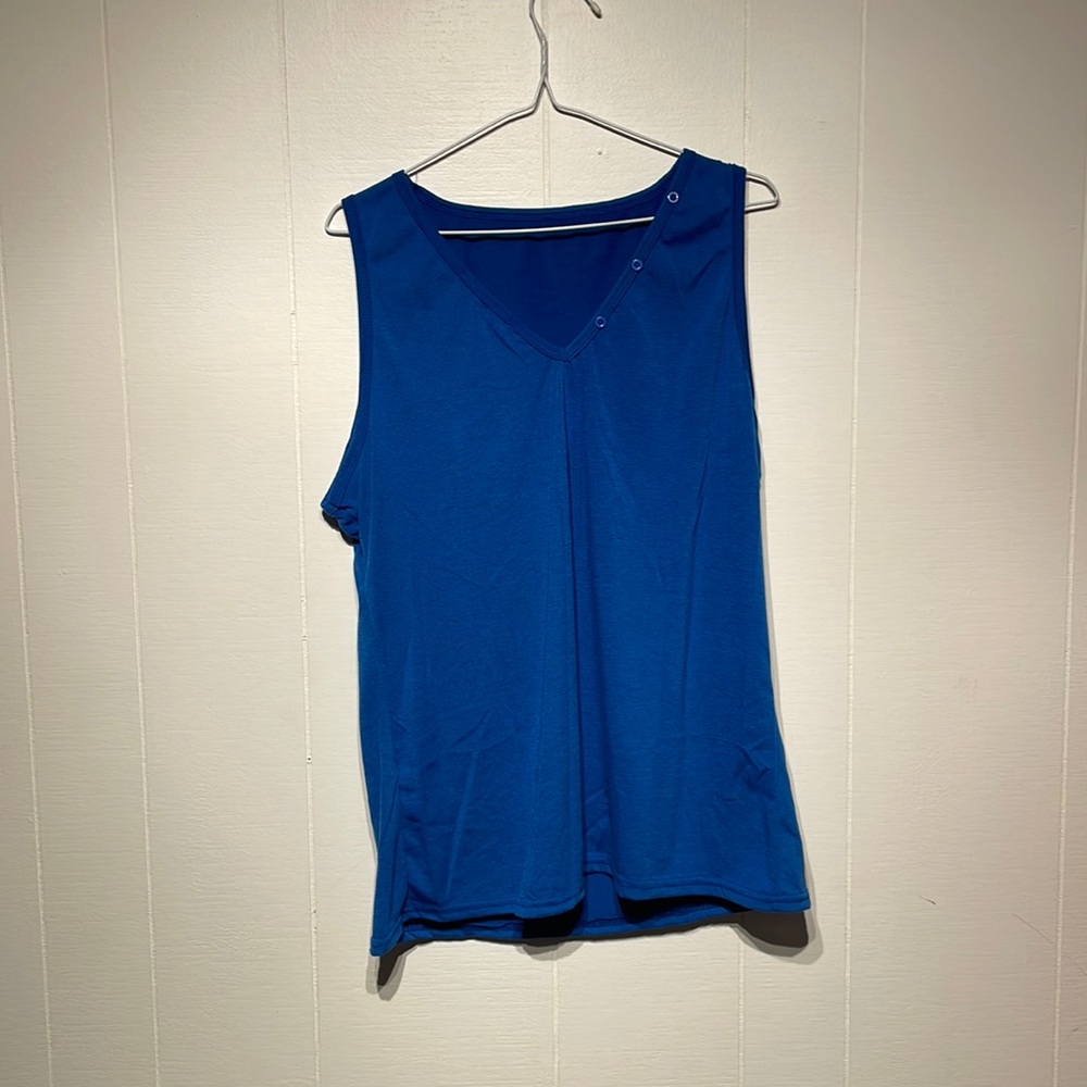Blue Tank Top with Buttons on the Neck Line